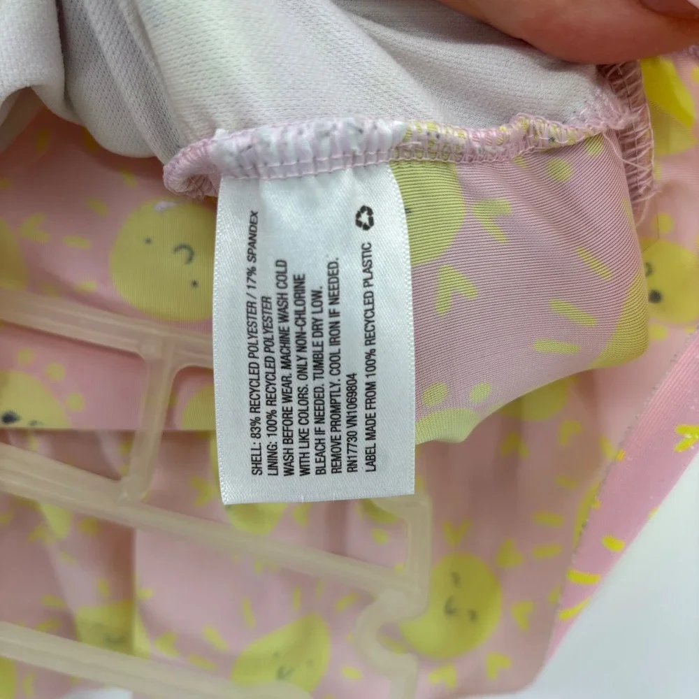 Cat & Jack Rash Guard Kids 4T Pink Sun Peplum‎ Flutter Sleeve Swim Top Summer